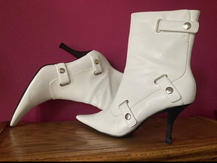 White Ankle Boots with Heels