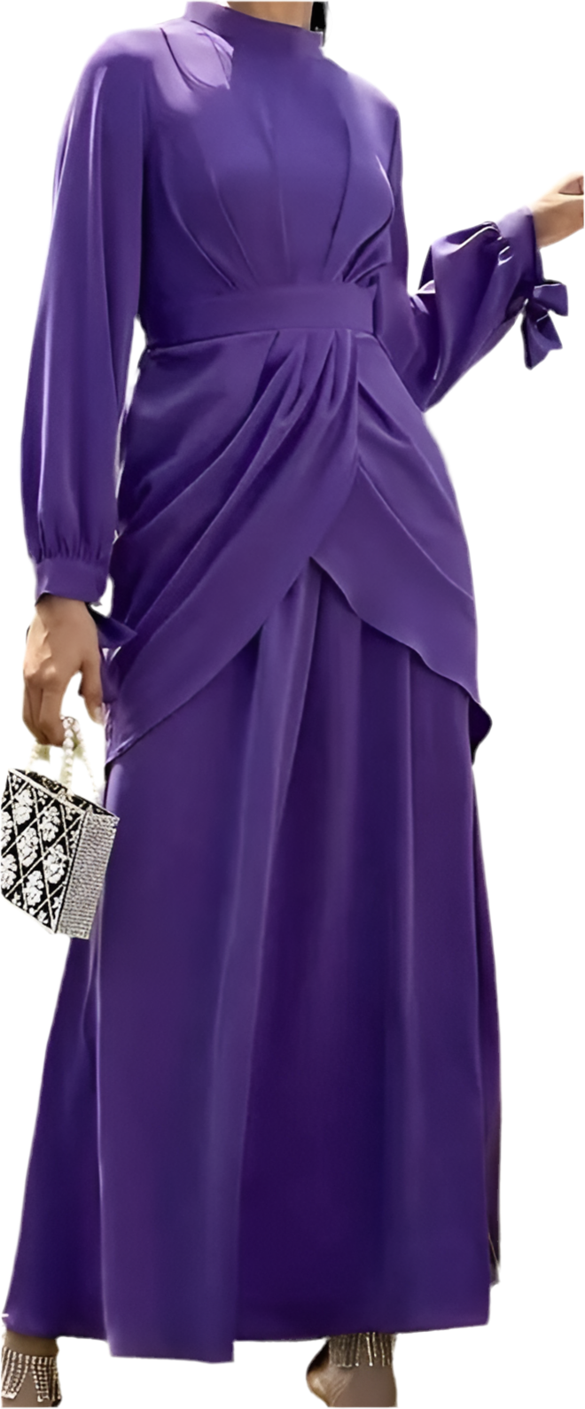 Women's Swing Dress Maxi Long Dress Purple Long Sleeve Solid Color Ruffle Fall Round Neck Casual
Loose Dress