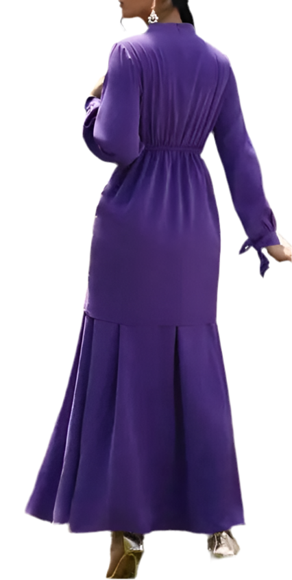 Women's Swing Dress Maxi Long Dress Purple Long Sleeve Solid Color Ruffle Fall Round Neck Casual
Loose Dress