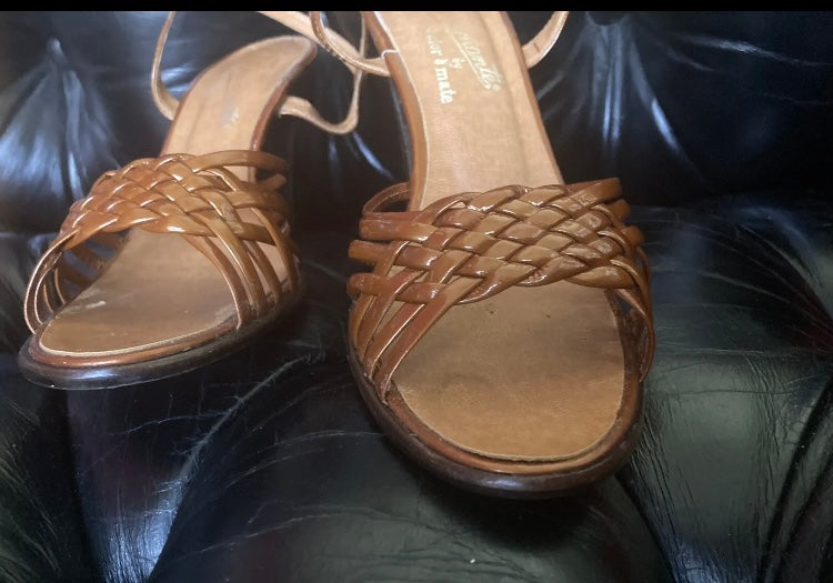 Strappy Copper Leather Heeled Sandal Made In Italy